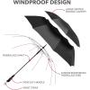 imageRepel Umbrella Extra Large Windproof Golf Umbrella  Covers 2 People  60quot Wide Vented Double Canopy with Reinforced Fiberglass Ribs Waterproof Coated CanopyBlack