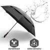 imageRepel Umbrella Extra Large Windproof Golf Umbrella  Covers 2 People  60quot Wide Vented Double Canopy with Reinforced Fiberglass Ribs Waterproof Coated CanopyBlack