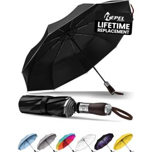 imageREPEL Windproof Travel Umbrella  Compact ampamp Withstands Winds up to 85MPH  Strongest Premium Auto Folding Umbrella for Rain and Sun  Durable Light ampamp Portable for Women ampamp Men  Fits Backpack ampamp CarsOnyx