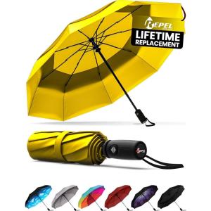 imageREPEL Windproof Travel Umbrella  Compact ampamp Withstands Winds up to 85MPH  Strongest Premium Auto Folding Umbrella for Rain and Sun  Durable Light ampamp Portable for Women ampamp Men  Fits Backpack ampamp CarsYellow