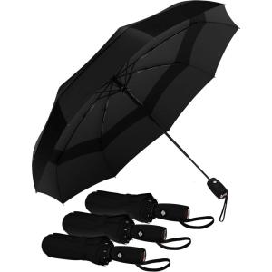 imageREPEL Windproof Travel Umbrella  Compact ampamp Withstands Winds up to 85MPH  Strongest Premium Auto Folding Umbrella for Rain and Sun  Durable Light ampamp Portable for Women ampamp Men  Fits Backpack ampamp CarsBlack  Travel Umbrella 3 Pack