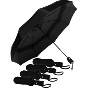 imageREPEL Windproof Travel Umbrella  Compact ampamp Withstands Winds up to 85MPH  Strongest Premium Auto Folding Umbrella for Rain and Sun  Durable Light ampamp Portable for Women ampamp Men  Fits Backpack ampamp CarsBlack  Travel Umbrella 4 Pack