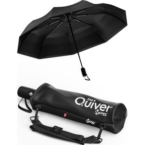 imageREPEL Windproof Travel Umbrella  Compact ampamp Withstands Winds up to 85MPH  Strongest Premium Auto Folding Umbrella for Rain and Sun  Durable Light ampamp Portable for Women ampamp Men  Fits Backpack ampamp CarsBlack Umbrella  Black Carrying Sling