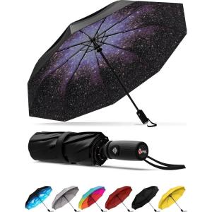 imageREPEL Windproof Travel Umbrella  Compact ampamp Withstands Winds up to 85MPH  Strongest Premium Auto Folding Umbrella for Rain and Sun  Durable Light ampamp Portable for Women ampamp Men  Fits Backpack ampamp CarsStarry Night